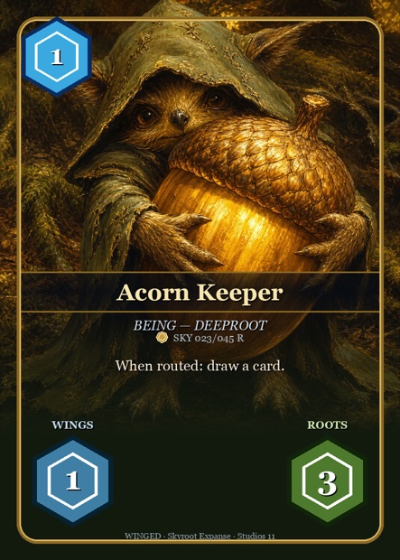WINGED Karte Acorn Keeper — Deeproot