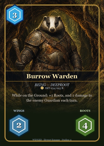 WINGED Karte Burrow Warden — Deeproot